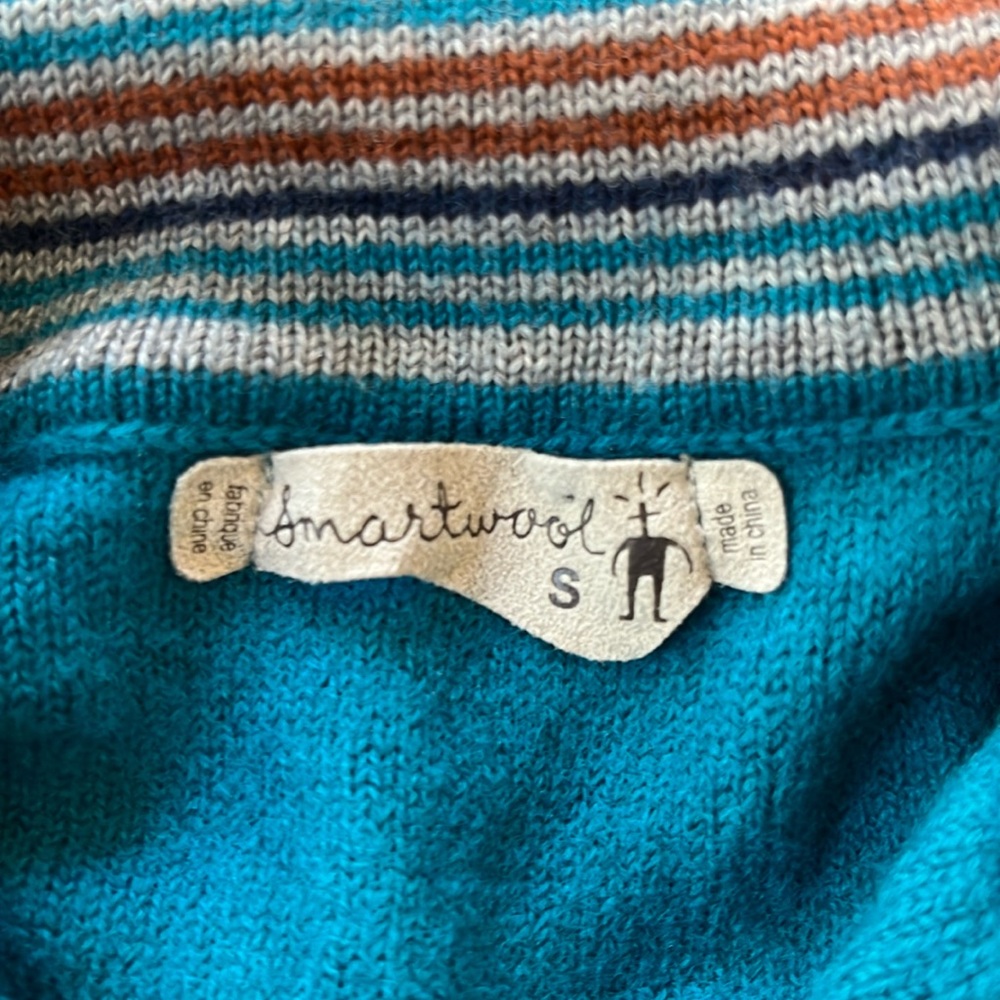 Smartwool Teal Cable Knit Three Button Sweater Si… - image 5